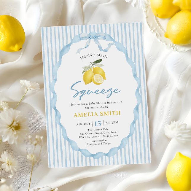 Blue Mama's main Squeeze Lemon Baby Shower Invitation (Creator Uploaded)
