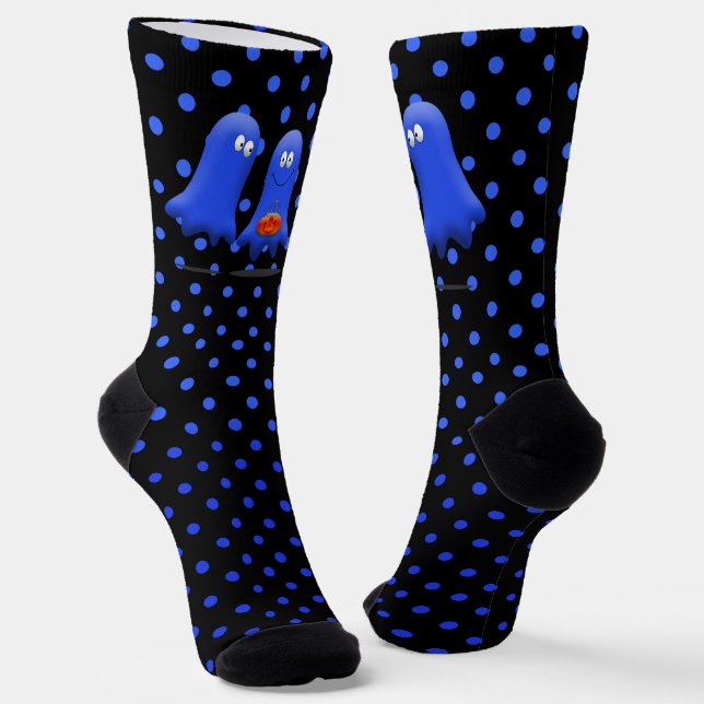 Blue Man Ghosts Halloween  Socks (Angled)