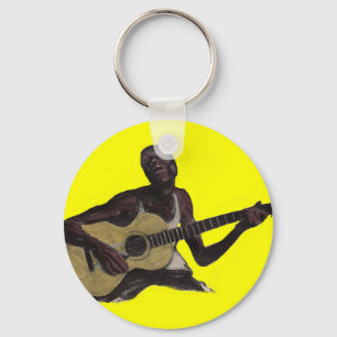 blue man singing the blues key ring