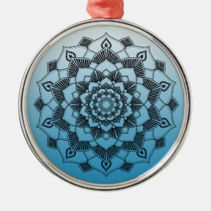 Blue Mandala Abstract Beautiful Christmas Metal Tree Decoration