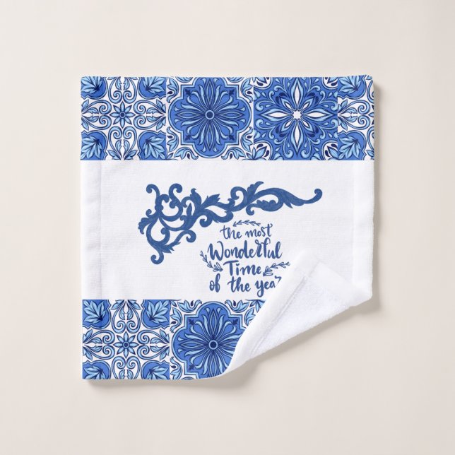 Blue Mandala Bath Towel Set  (Wash Cloth)