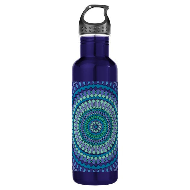 Blue Mandala Birthday Party Add Name 710 Ml Water Bottle (Front)