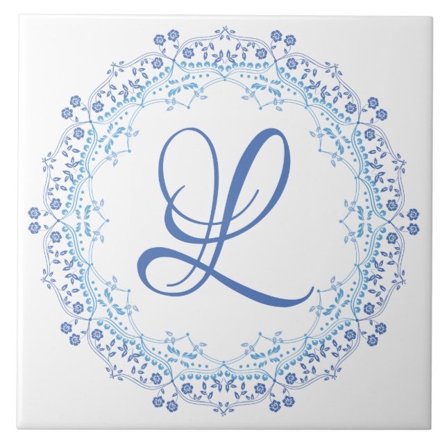 Blue Mandala Ceramic Tile (Front)