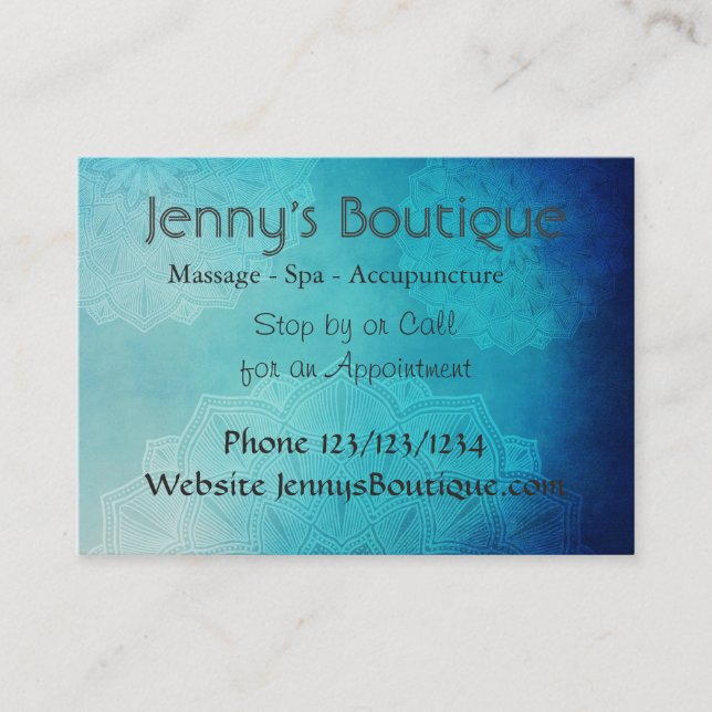Blue Mandala Classy Business Card (Front)