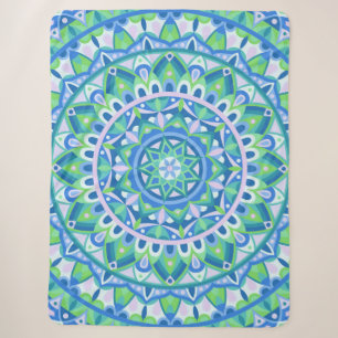 Blue Mandala Cosy Boho Spiritual Geometric Hygge Sherpa Blanket