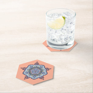 Blue Mandala Design Paper Coaster