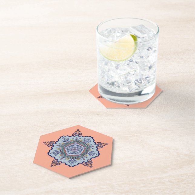 Blue Mandala Design Paper Coaster (Insitu)