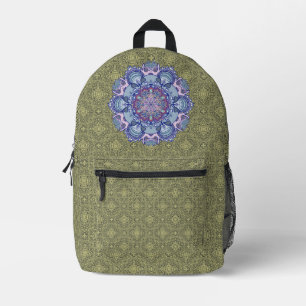 Blue Mandala Design Printed Backpack