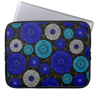 Blue Mandala Geometric Laptop Sleeve – Boho Teal &