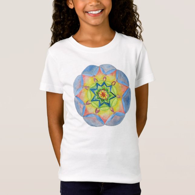 Blue Mandala Hand Painted design T-Shirt (Front)