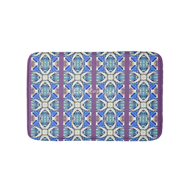 Blue mandala hearts pattern Thunder_Cove Bath Mat (Front)