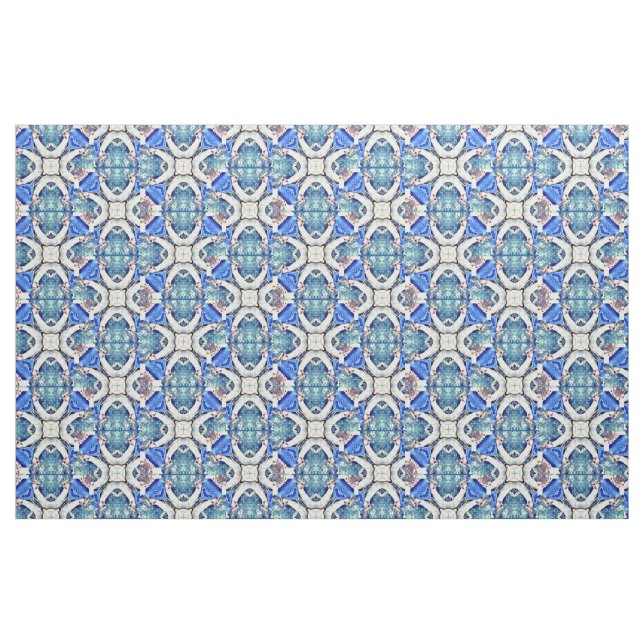 Blue mandala hearts pattern Thunder_Cove Fabric (Fat Quarter)