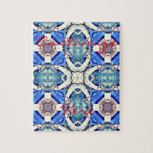 Blue mandala hearts pattern Thunder_Cove Jigsaw Puzzle