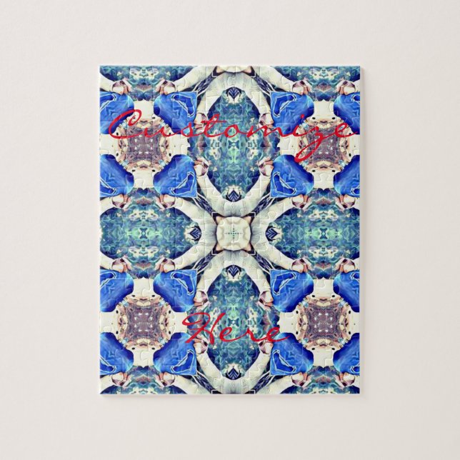 Blue mandala hearts pattern Thunder_Cove Jigsaw Puzzle (Vertical)