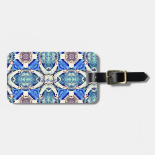 Blue mandala hearts pattern Thunder_Cove Luggage Tag