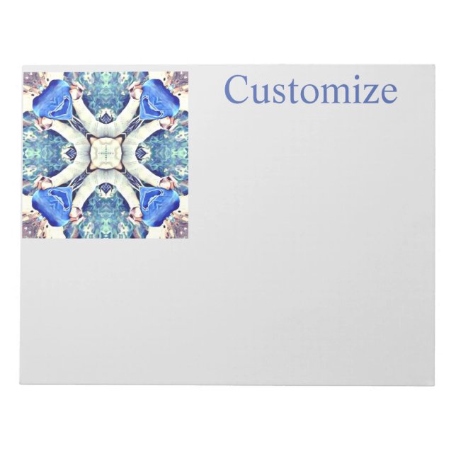 Blue mandala hearts pattern Thunder_Cove Notepad (Front)
