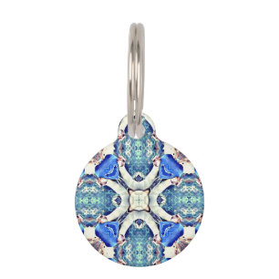 Blue mandala hearts pattern Thunder_Cove Pet Tag