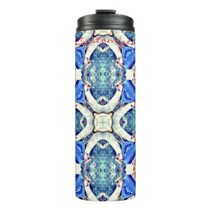 Blue mandala hearts pattern Thunder_Cove Thermal Tumbler