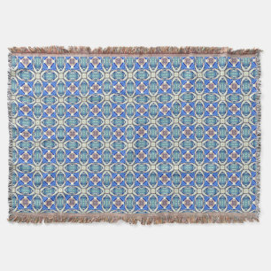 Blue mandala hearts pattern Thunder_Cove Throw Blanket