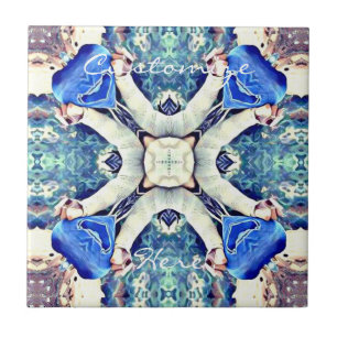Blue mandala hearts pattern Thunder_Cove Tile