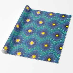 Blue Mandala-Like Abstract Wrapping Paper