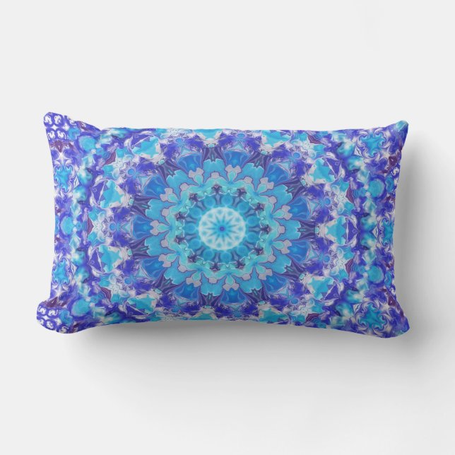 Blue Mandala Lumbar Pillow (Front)