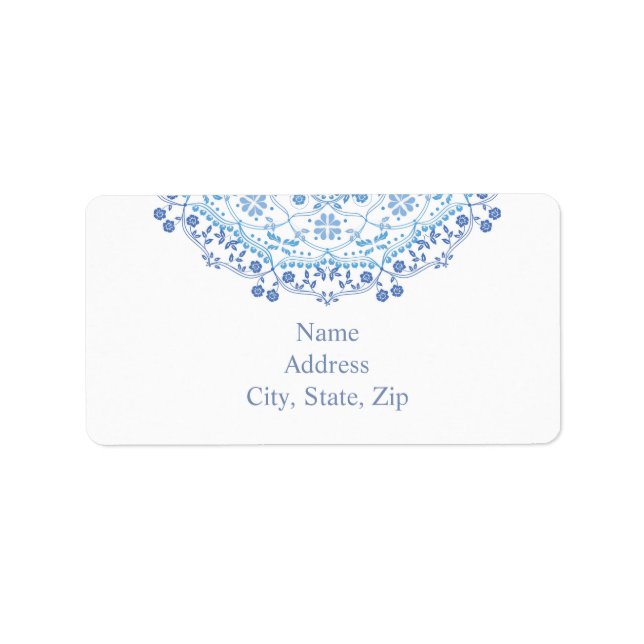 Blue Mandala on White Address Label (Front)