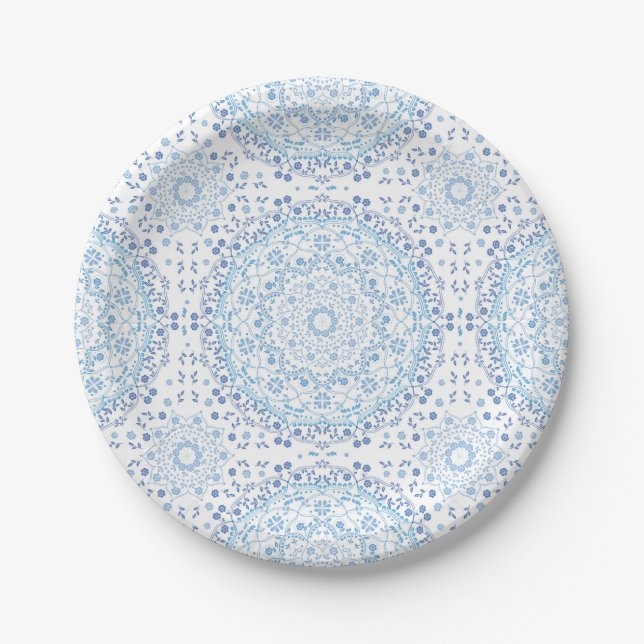 Blue Mandala Paper Plate (Front)