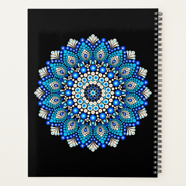 Blue Mandala Pattern Apron Boho Floral Decorative  Planner (Back)