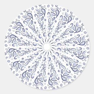 Blue mandala pattern classic round sticker