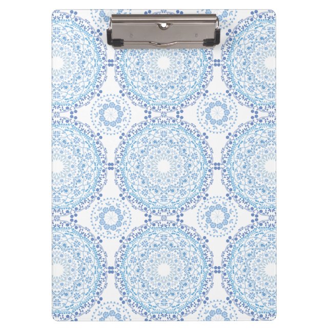 Blue Mandala Pattern Clip Board (Front)