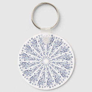 Blue mandala pattern key ring