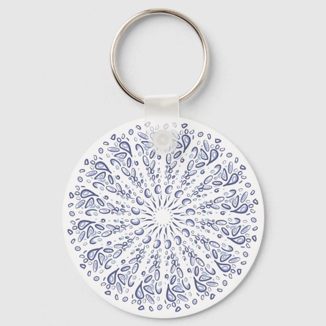 Blue mandala pattern key ring (Front)