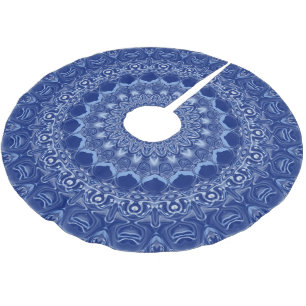 Blue Mandala Pattern with Starburst Symmetry Brushed Polyester Tree Skirt
