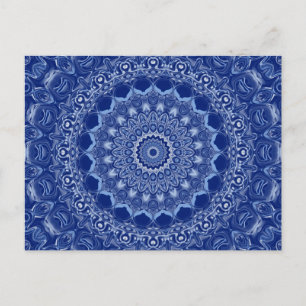 Blue Mandala Pattern with Starburst Symmetry Postcard