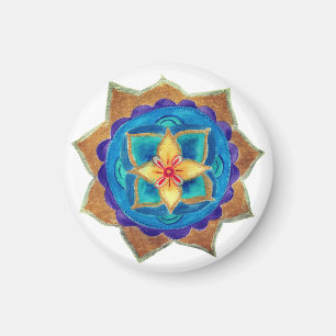 Blue Mandala Small, 3.2 Cm Round Magnet