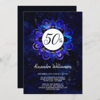 Blue Mandala Space Stars Boho 50th Birthday Party