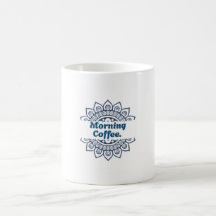 Blue Mandala Split Pattern Morning Coffee Ceramic Mug