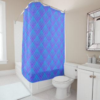 Blue Mandala Square Pattern Boho Shower Curtain