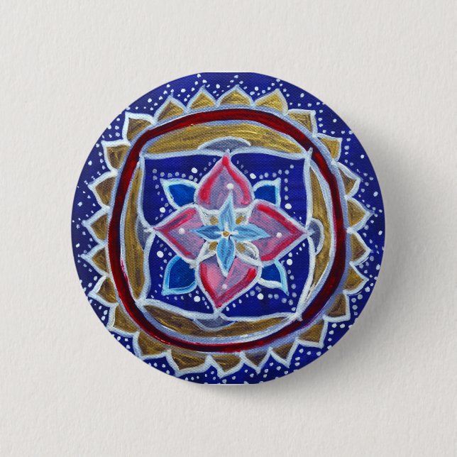 Blue  Mandala Standard, 5.7 cm (2.25") Round Badge (Front)