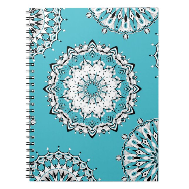 Blue Mandalas 3 Spiral Notebook (Front)