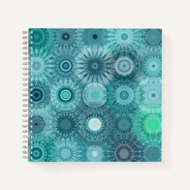Blue Mandalas Abstract Ornate Pattern Notebook (Front)