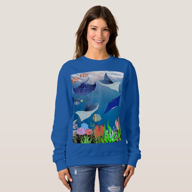 Blue Manta's Ocean Adventure Colourful Corals Dive Sweatshirt (Front Full)