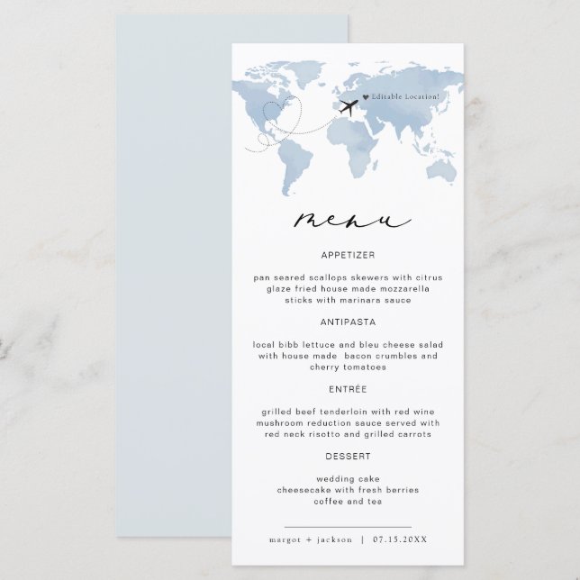 Blue Map Destination Dinner Menu | Carmen (Front/Back)
