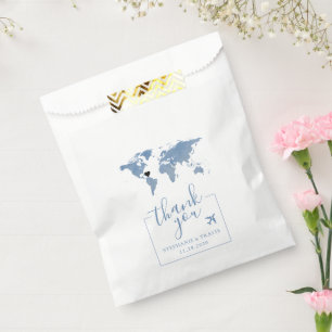 Blue Map Travel Theme Destination Wedding Paper Favour Bags