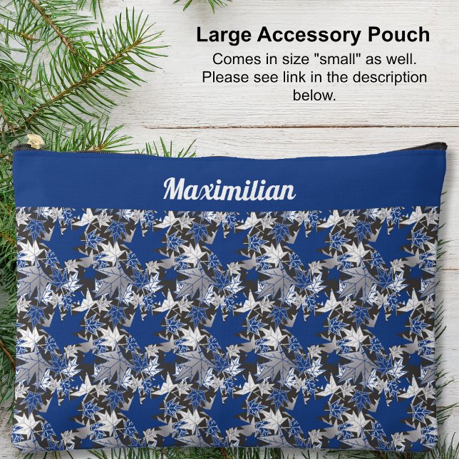 Blue Maple Leaves - LARGE Accessory Pouch (Blue Maple Leaves - LARGE Accessory Pouch by The Canadian Outpost shop)