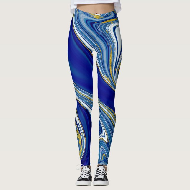 Blue Marbelized Leggings (Front)