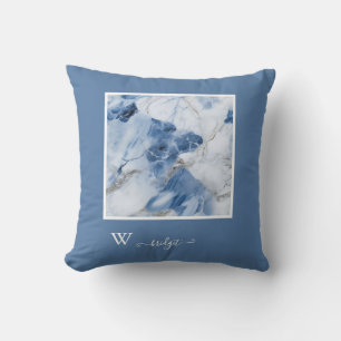 blue marble abstract coastal pattern cushion