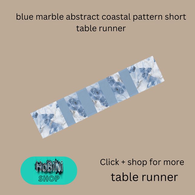blue marble abstract coastal pattern short table runner (blue marble abstract coastal pattern short table runner)