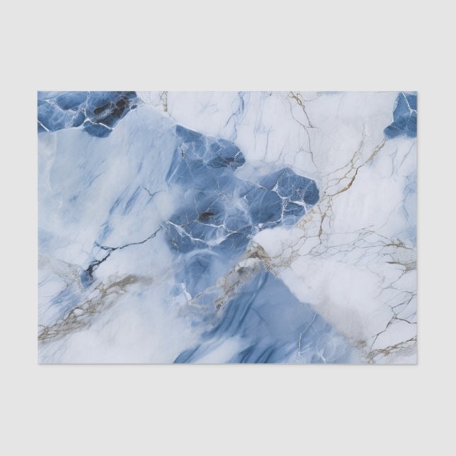 blue marble abstract coastal pattern tissue paper (Front)